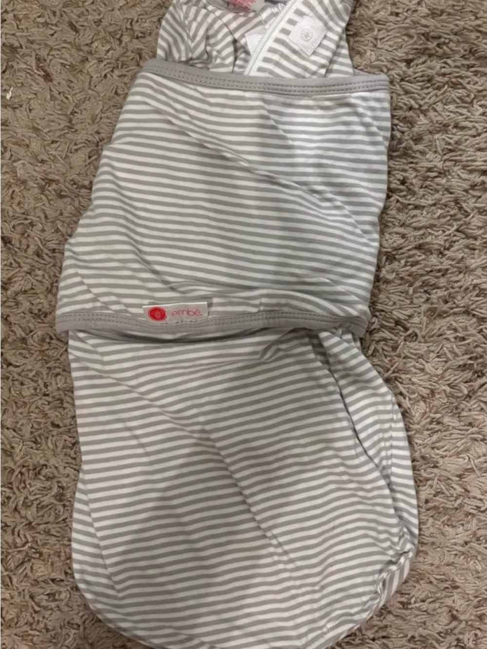 Embe Light Gray & White Striped 2 Way Baby Swaddle